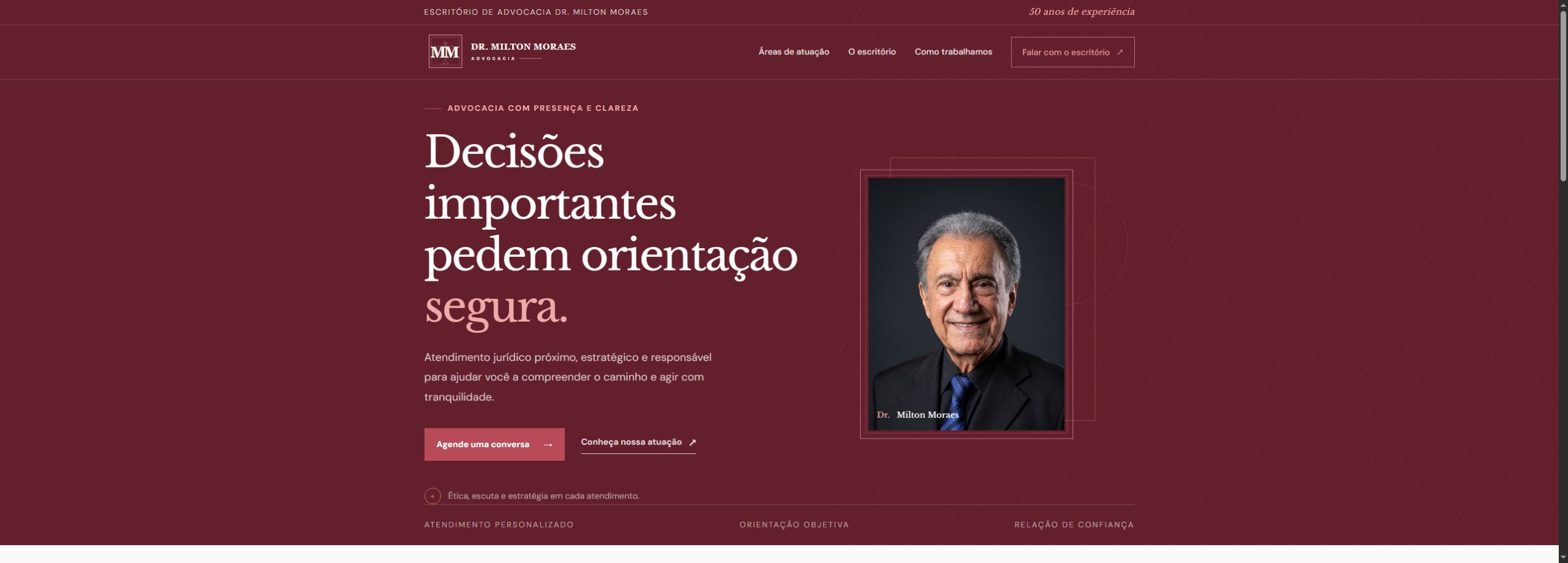 Site institucional do Escritório de Advocacia Dr. Milton Moraes